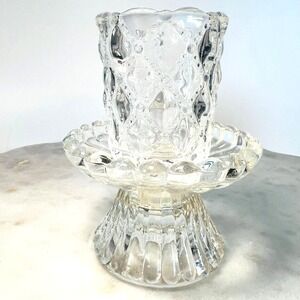 Vtg Partylite Quilted Crystal Votive Holder Base/Ruffle Votive Holder/90's Gift